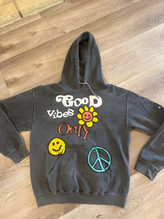 PacSun Tops - PacSun Black 'Good Vibes Only' Graphic Hoodie with Colorful Prints